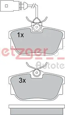 Bremsbelagsatz, Scheibenbremse METZGER 1170109 Bild Bremsbelagsatz, Scheibenbremse METZGER 1170109