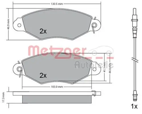 Bremsbelagsatz, Scheibenbremse METZGER 1170115