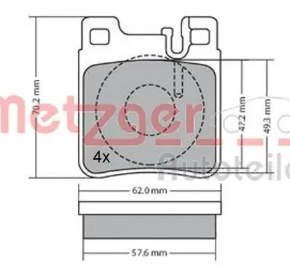 Bremsbelagsatz, Scheibenbremse METZGER 1170123 Bild Bremsbelagsatz, Scheibenbremse METZGER 1170123