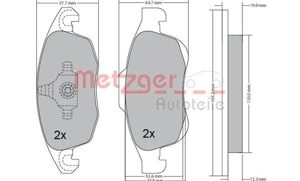 Bremsbelagsatz, Scheibenbremse METZGER 1170129