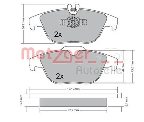 Bremsbelagsatz, Scheibenbremse METZGER 1170132