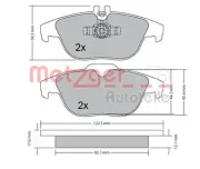 Bremsbelagsatz, Scheibenbremse METZGER 1170132