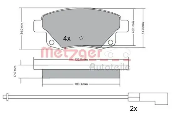 Bremsbelagsatz, Scheibenbremse METZGER 1170138 Bild Bremsbelagsatz, Scheibenbremse METZGER 1170138