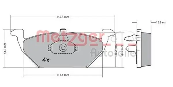 Bremsbelagsatz, Scheibenbremse METZGER 1170144