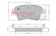 Bremsbelagsatz, Scheibenbremse METZGER 1170149