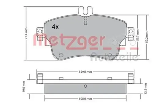 Bremsbelagsatz, Scheibenbremse METZGER 1170149 Bild Bremsbelagsatz, Scheibenbremse METZGER 1170149