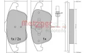 Bremsbelagsatz, Scheibenbremse METZGER 1170156