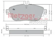 Bremsbelagsatz, Scheibenbremse METZGER 1170215