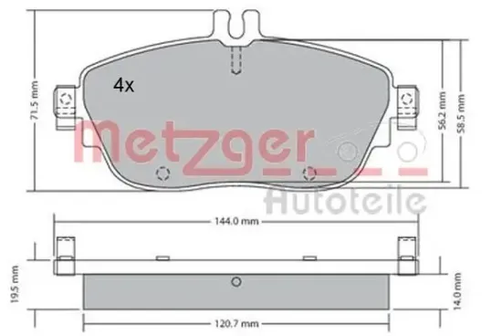 Bremsbelagsatz, Scheibenbremse METZGER 1170215 Bild Bremsbelagsatz, Scheibenbremse METZGER 1170215