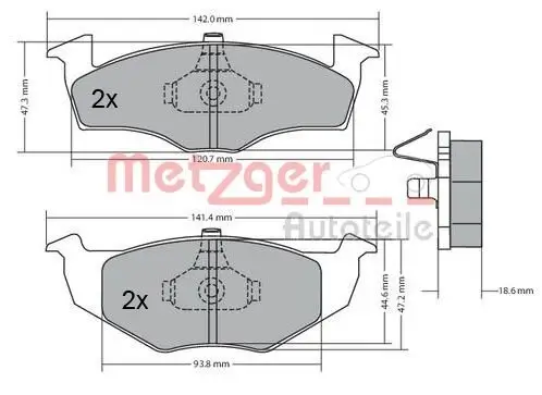 Bremsbelagsatz, Scheibenbremse METZGER 1170217