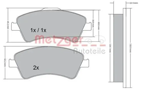 Bremsbelagsatz, Scheibenbremse METZGER 1170220 Bild Bremsbelagsatz, Scheibenbremse METZGER 1170220