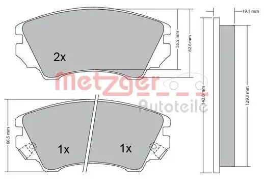 Bremsbelagsatz, Scheibenbremse METZGER 1170221