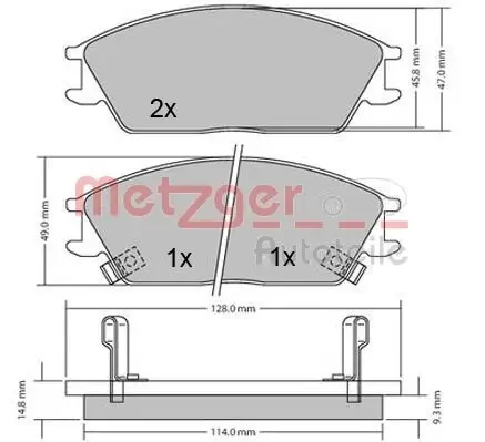 Bremsbelagsatz, Scheibenbremse METZGER 1170224