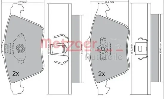 Bremsbelagsatz, Scheibenbremse METZGER 1170233 Bild Bremsbelagsatz, Scheibenbremse METZGER 1170233