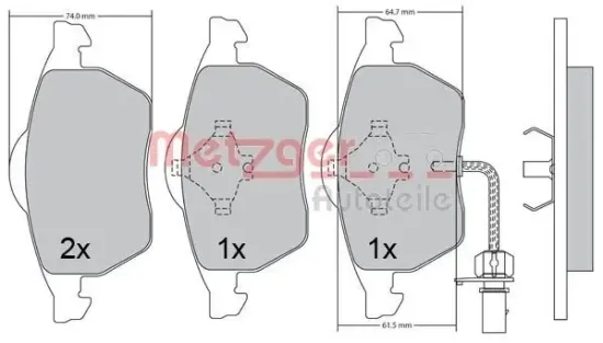 Bremsbelagsatz, Scheibenbremse METZGER 1170236 Bild Bremsbelagsatz, Scheibenbremse METZGER 1170236