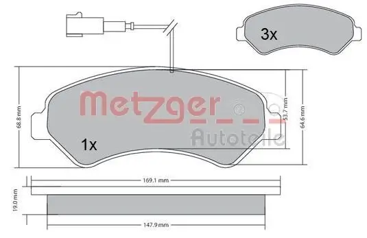 Bremsbelagsatz, Scheibenbremse METZGER 1170248