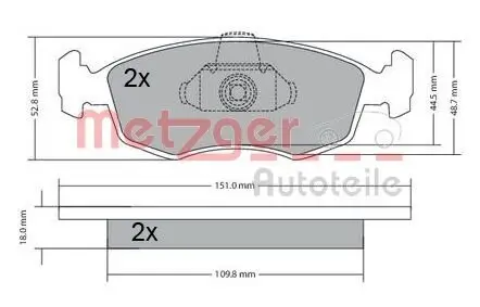 Bremsbelagsatz, Scheibenbremse METZGER 1170249