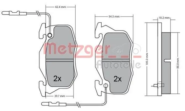 Bremsbelagsatz, Scheibenbremse METZGER 1170309 Bild Bremsbelagsatz, Scheibenbremse METZGER 1170309