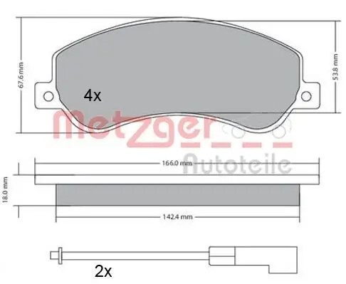 Bremsbelagsatz, Scheibenbremse METZGER 1170290 Bild Bremsbelagsatz, Scheibenbremse METZGER 1170290