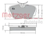 Bremsbelagsatz, Scheibenbremse METZGER 1170316