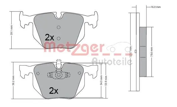 Bremsbelagsatz, Scheibenbremse METZGER 1170318