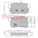 Bremsbelagsatz, Scheibenbremse Hinterachse METZGER AUTOTEILE 1170337
