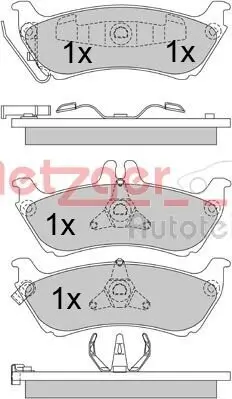 Bremsbelagsatz, Scheibenbremse METZGER 1170339 Bild Bremsbelagsatz, Scheibenbremse METZGER 1170339