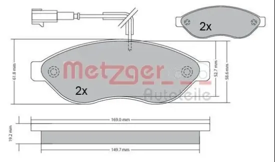 Bremsbelagsatz, Scheibenbremse METZGER 1170348 Bild Bremsbelagsatz, Scheibenbremse METZGER 1170348