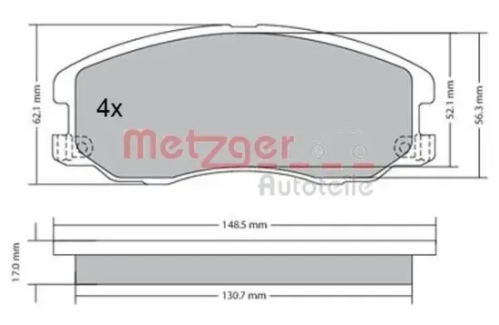 Bremsbelagsatz, Scheibenbremse METZGER 1170358 Bild Bremsbelagsatz, Scheibenbremse METZGER 1170358