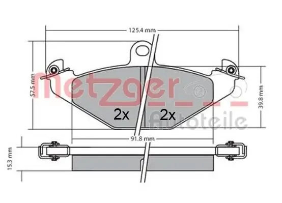 Bremsbelagsatz, Scheibenbremse Hinterachse METZGER AUTOTEILE 1170362