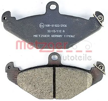 Bremsbelagsatz, Scheibenbremse Hinterachse METZGER AUTOTEILE 1170362 Bild Bremsbelagsatz, Scheibenbremse Hinterachse METZGER AUTOTEILE 1170362
