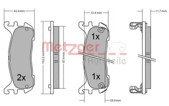 Bremsbelagsatz, Scheibenbremse METZGER 1170431 Bild Bremsbelagsatz, Scheibenbremse METZGER 1170431