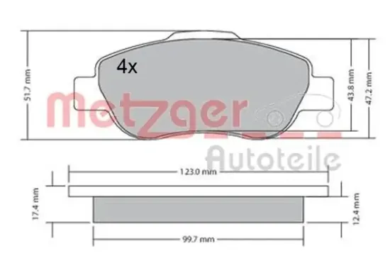 Bremsbelagsatz, Scheibenbremse METZGER 1170440 Bild Bremsbelagsatz, Scheibenbremse METZGER 1170440