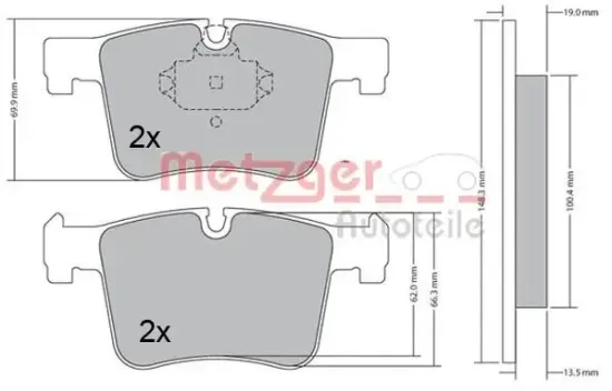 Bremsbelagsatz, Scheibenbremse METZGER 1170469 Bild Bremsbelagsatz, Scheibenbremse METZGER 1170469