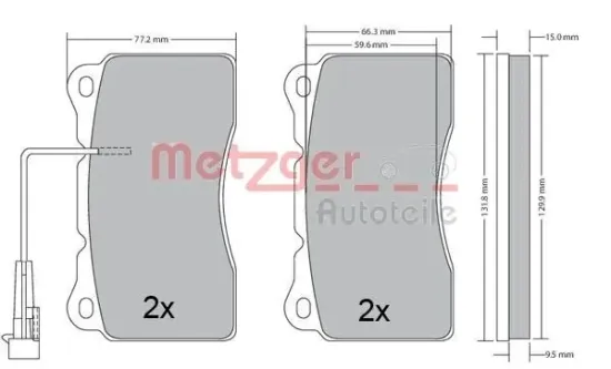 Bremsbelagsatz, Scheibenbremse METZGER 1170496 Bild Bremsbelagsatz, Scheibenbremse METZGER 1170496