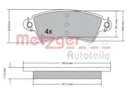 Bremsbelagsatz, Scheibenbremse METZGER 1170499