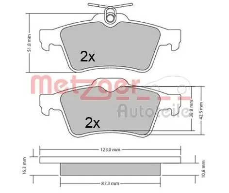 Bremsbelagsatz, Scheibenbremse METZGER 1170503 Bild Bremsbelagsatz, Scheibenbremse METZGER 1170503