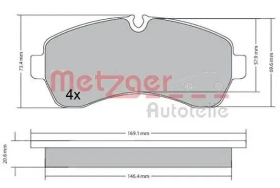 Bremsbelagsatz, Scheibenbremse METZGER 1170521 Bild Bremsbelagsatz, Scheibenbremse METZGER 1170521