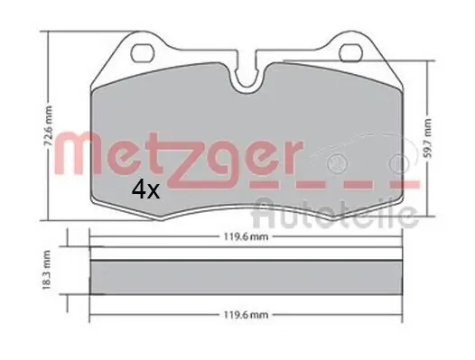 Bremsbelagsatz, Scheibenbremse Vorderachse METZGER 1170577 Bild Bremsbelagsatz, Scheibenbremse Vorderachse METZGER 1170577