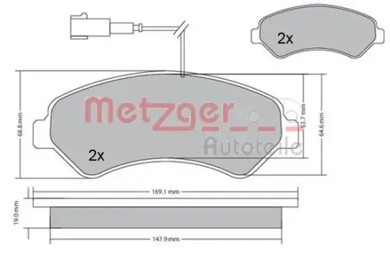 Bremsbelagsatz, Scheibenbremse METZGER 1170591 Bild Bremsbelagsatz, Scheibenbremse METZGER 1170591