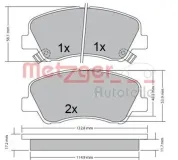 Bremsbelagsatz, Scheibenbremse METZGER 1170620