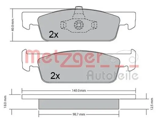 Bremsbelagsatz, Scheibenbremse METZGER 1170621