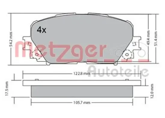 Bremsbelagsatz, Scheibenbremse METZGER 1170639 Bild Bremsbelagsatz, Scheibenbremse METZGER 1170639