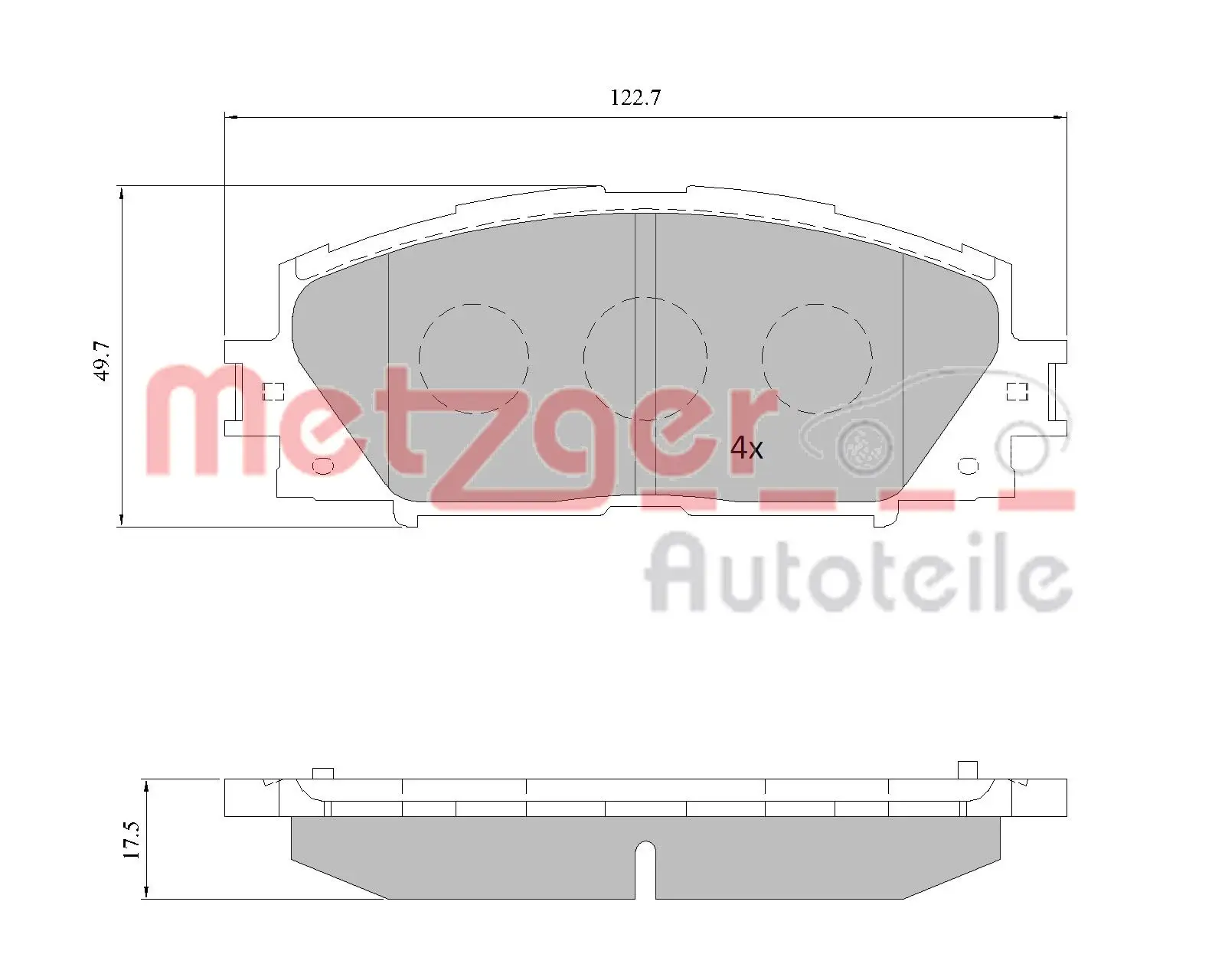 Bremsbelagsatz, Scheibenbremse METZGER 1170772 Bild Bremsbelagsatz, Scheibenbremse METZGER 1170772