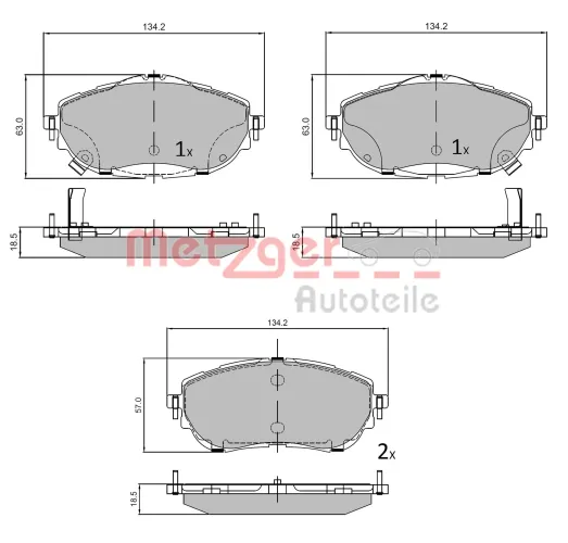 Bremsbelagsatz, Scheibenbremse METZGER 1170797 Bild Bremsbelagsatz, Scheibenbremse METZGER 1170797