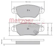 Bremsbelagsatz, Scheibenbremse METZGER 1170809