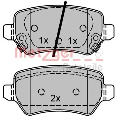 Bremsbelagsatz, Scheibenbremse Hinterachse METZGER 1170812 Bild Bremsbelagsatz, Scheibenbremse Hinterachse METZGER 1170812