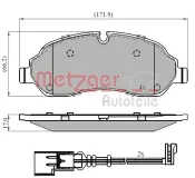 Bremsbelagsatz, Scheibenbremse METZGER 1170814