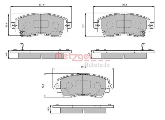 Bremsbelagsatz, Scheibenbremse METZGER 1170824 Bild Bremsbelagsatz, Scheibenbremse METZGER 1170824