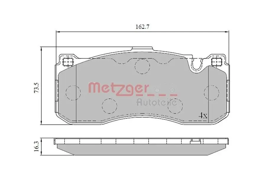 Bremsbelagsatz, Scheibenbremse Vorderachse METZGER 1170830